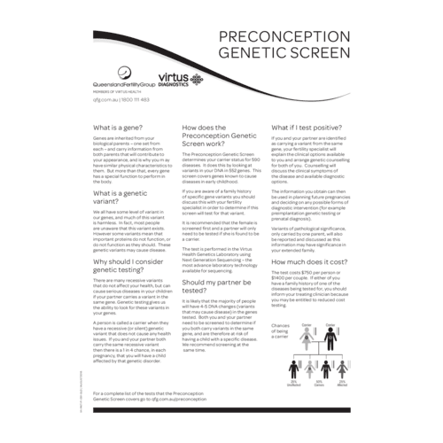  Preconception Genetic Screen facts heet