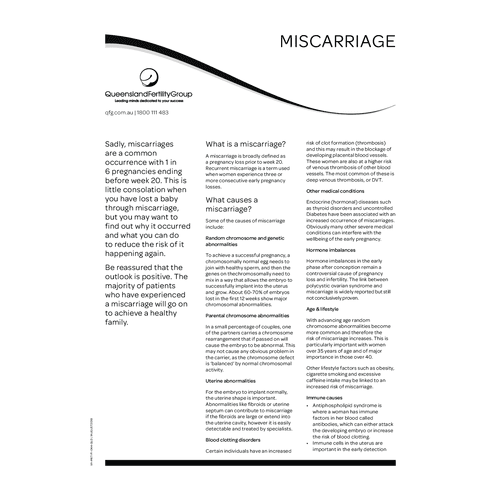 Miscarriage fact sheet