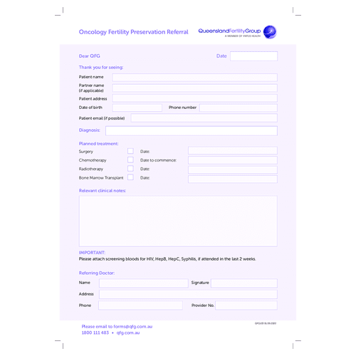 Oncology Preservation Referral Print